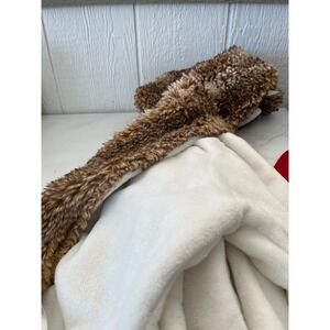Pottery Barn plush faux fur robe in cream and‎ brown.